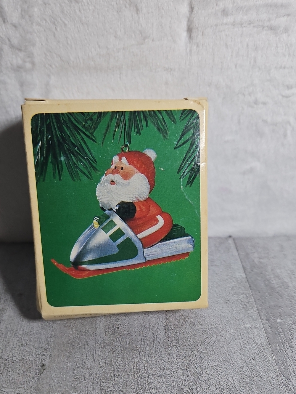 vintage 1984 Hallmark Snowmobile Santa Keepsake Ornament. NIB